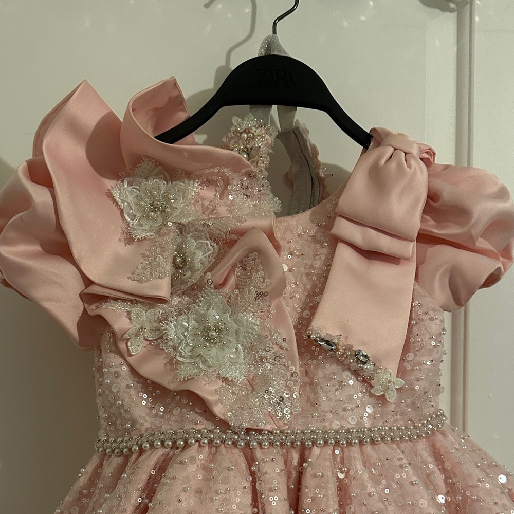 Pink Sequin Ruffle Dress - Picture 2 of 7